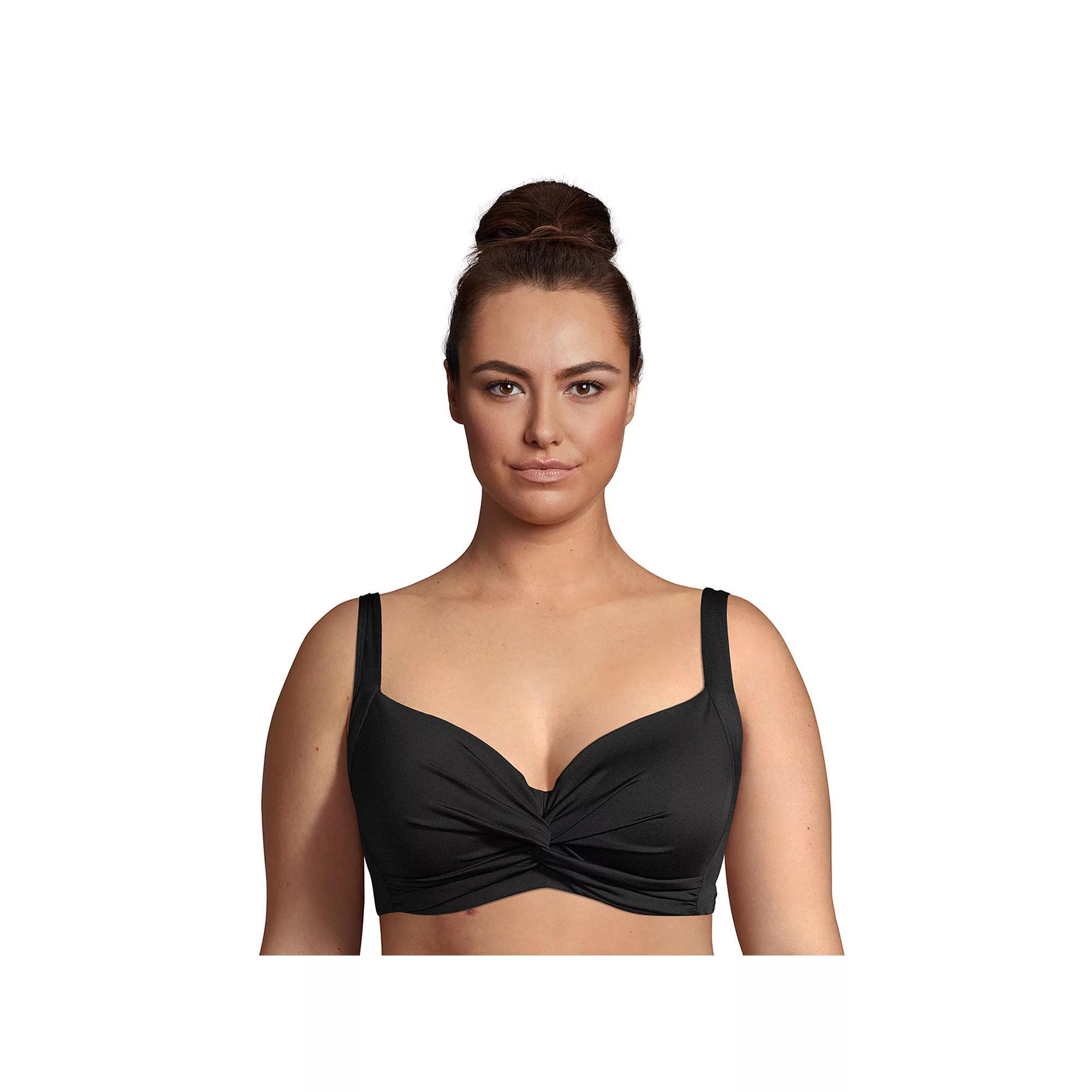 Plus Size Lands' End Twist-Front Underwire Bikini Top, Women's, Size: 26 W, Black Product Image