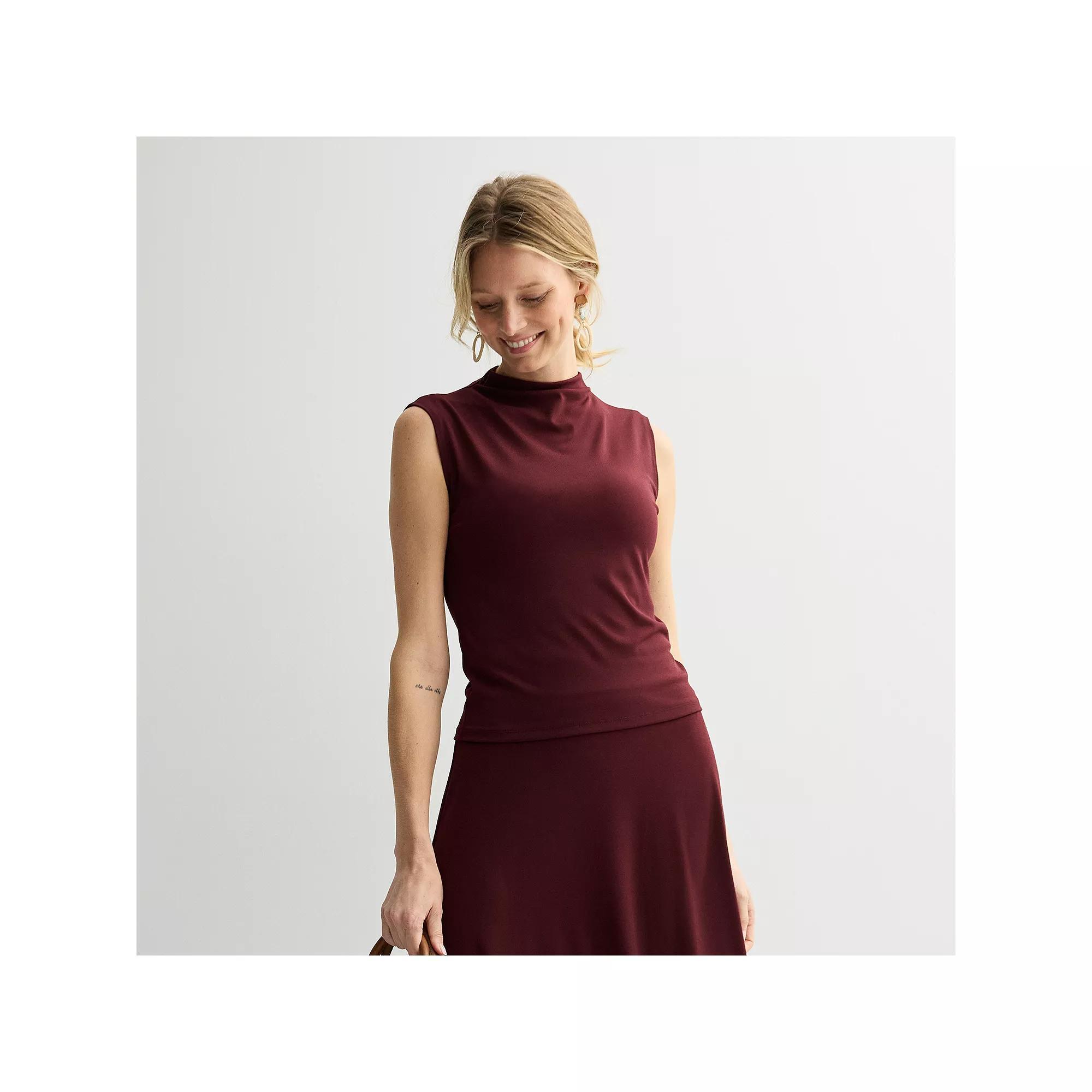 Women's Nine West Drape Mockneck Shell Top, Size: Small, Maddie Purple Product Image
