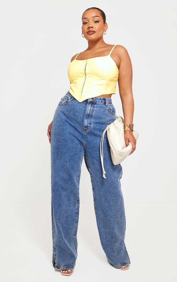 Plus Lemon Hook And Eye Seam Detail Corset Top Product Image