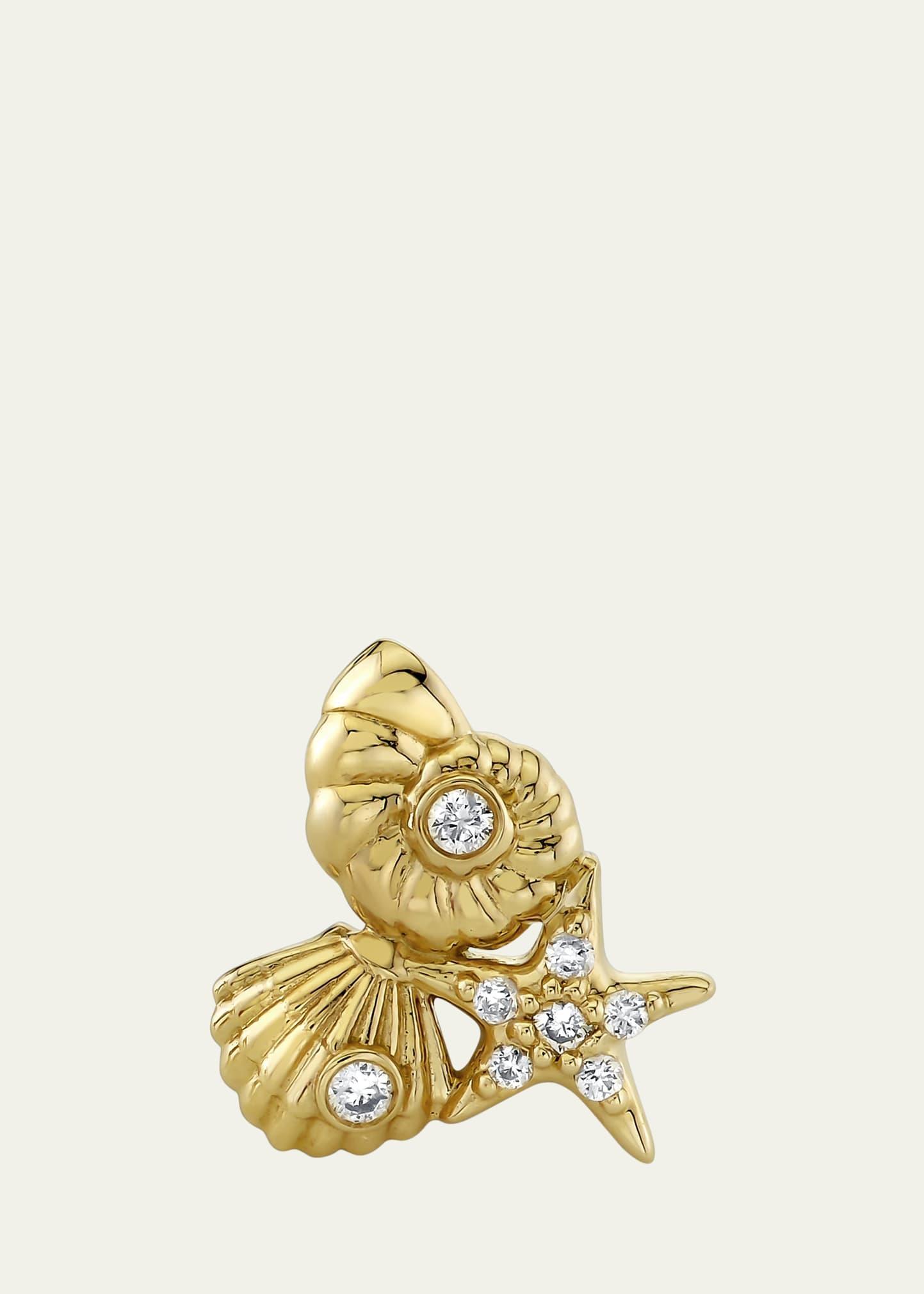 Womens Under The Sea 14K Yellow Gold & 0.03 TCW Diamond Cluster Stud Earring Product Image