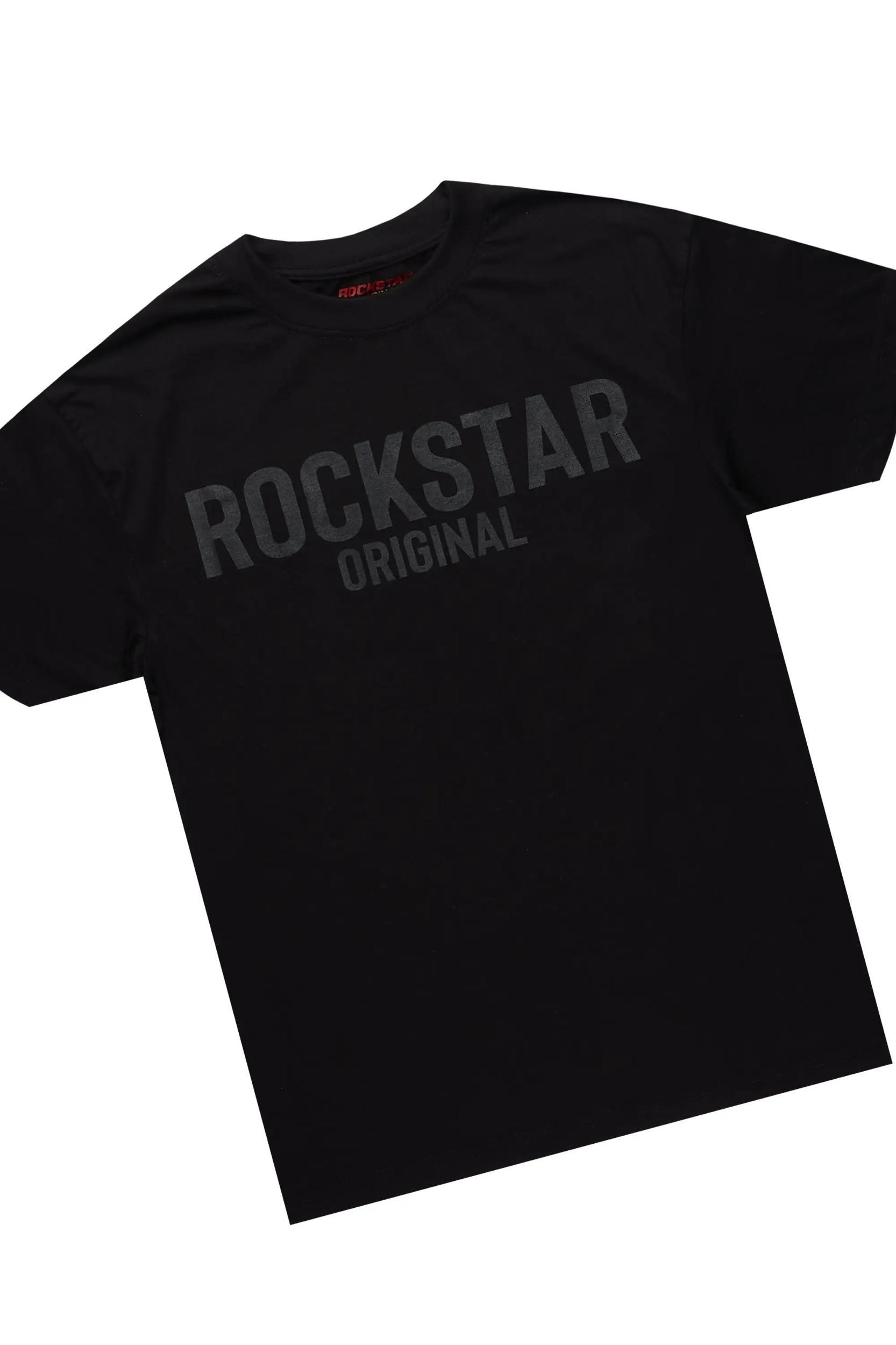 Sana Black/Black T-Shirt/Stacked Track Pant Set Male Product Image