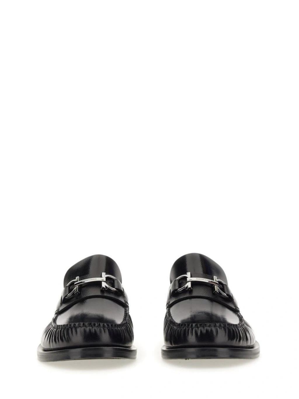 FERRAGAMO Moccasin Gancini In Black Product Image