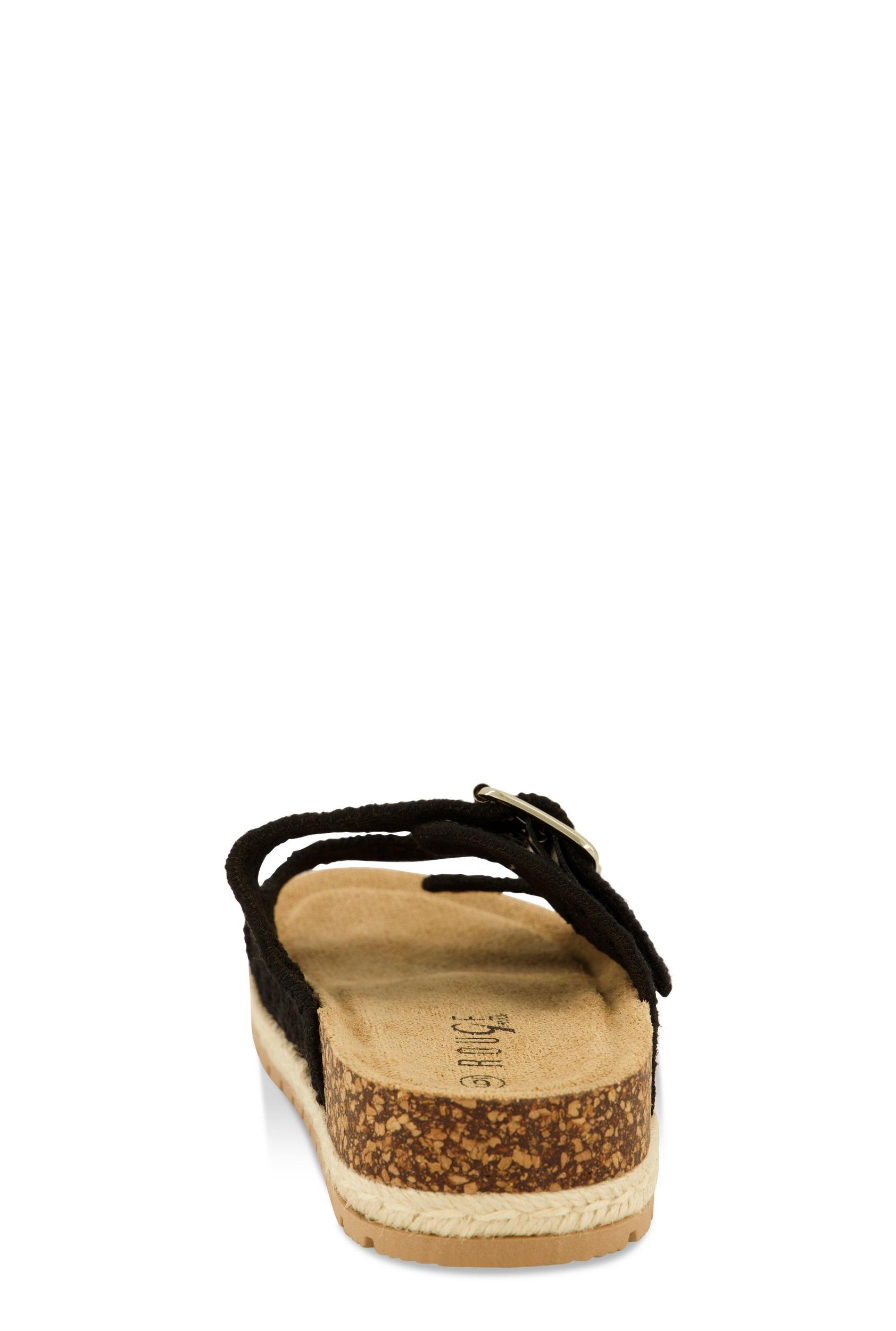 Womens Crochet Double Buckle Espadrille Footbed Sandals Product Image