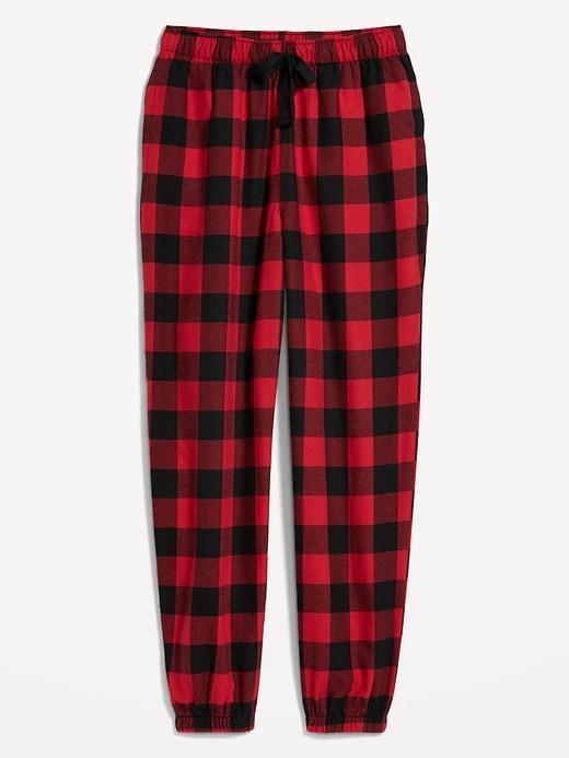 High-Waisted Flannel Pajama Joggers for Women Product Image