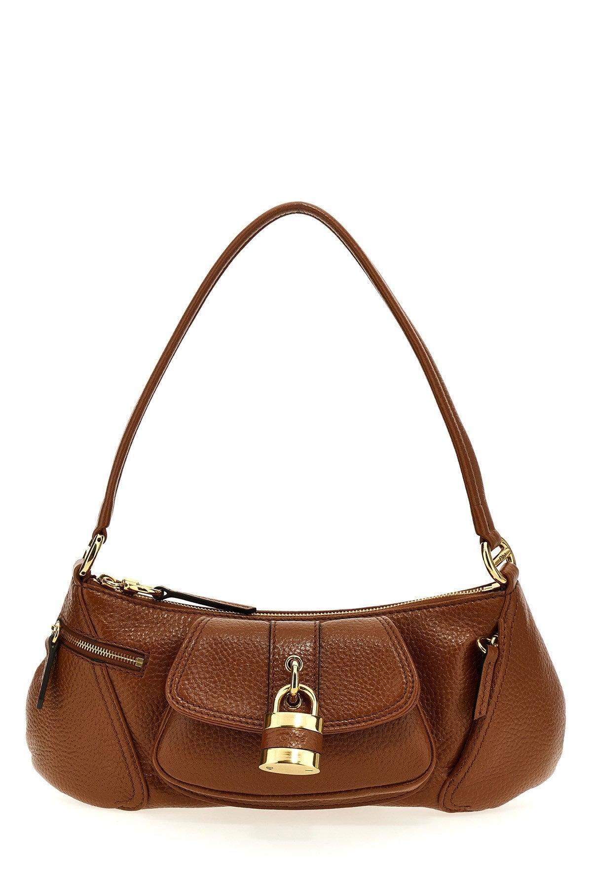 CHLOÉ Womens Clay Brown The 99 Padlock-embellishment Leather Shoulder Bag Product Image
