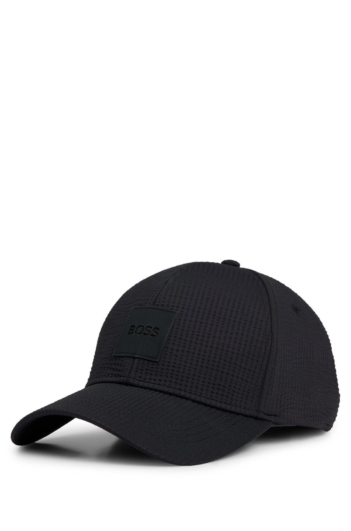 BOSS - Seersucker cap with logo patch - Black Product Image