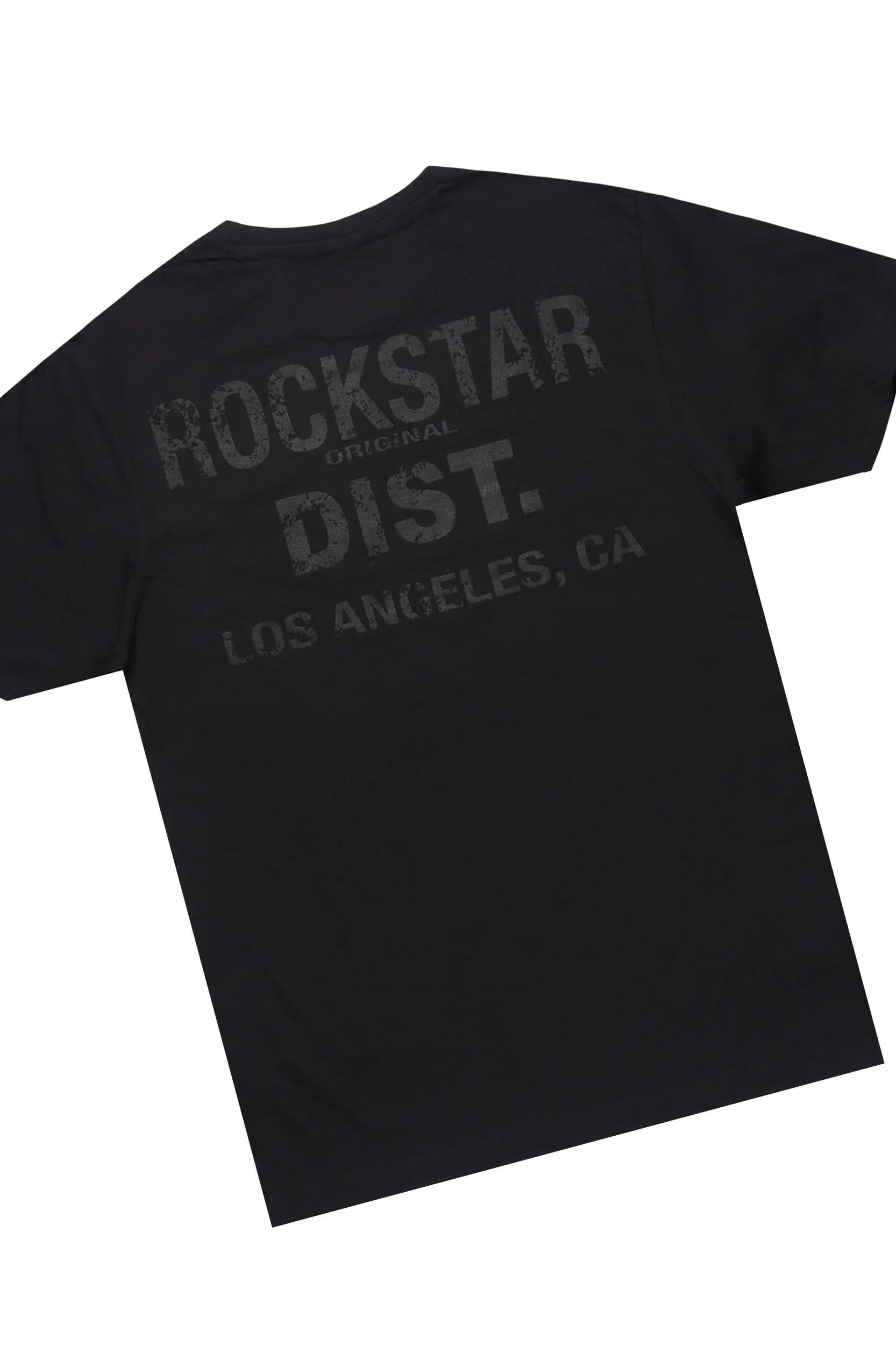 Oriel Black T-Shirt/Stacked Flare Jean Set Male Product Image