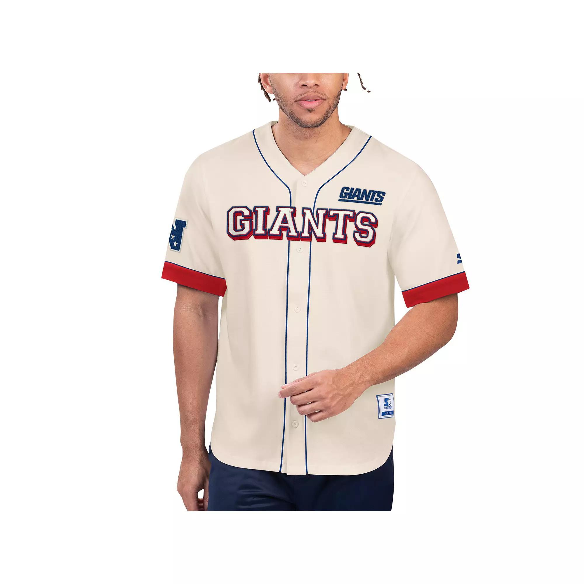 Men's Starter Cream New York Giants Relay Vintage Full-Button Baseball Top, Size: 3XL, Beige Product Image