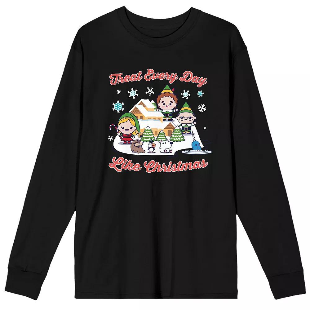 Men's Elf Treat Every Day Like Long Sleeve Tee, Size: Large, Black Product Image