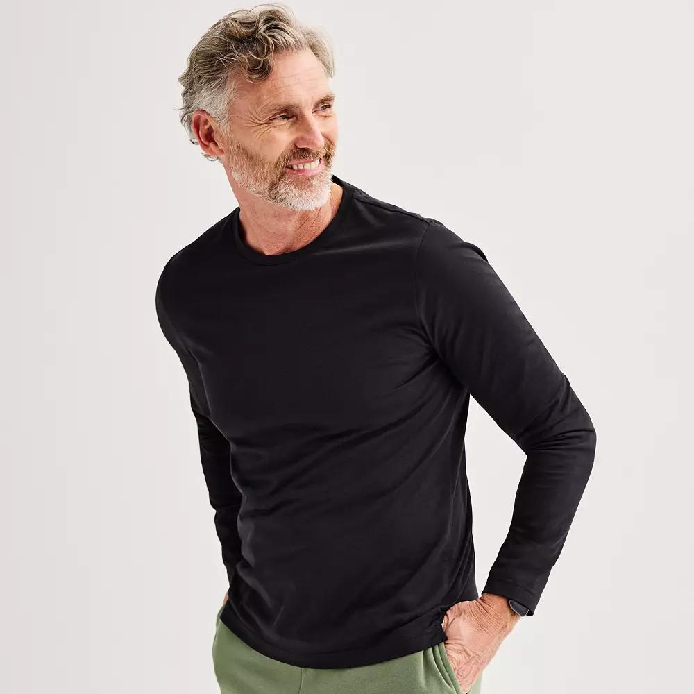 Men's Tek Gear® Long Sleeve Essential Tee, Size: Large, Mineral Black Product Image