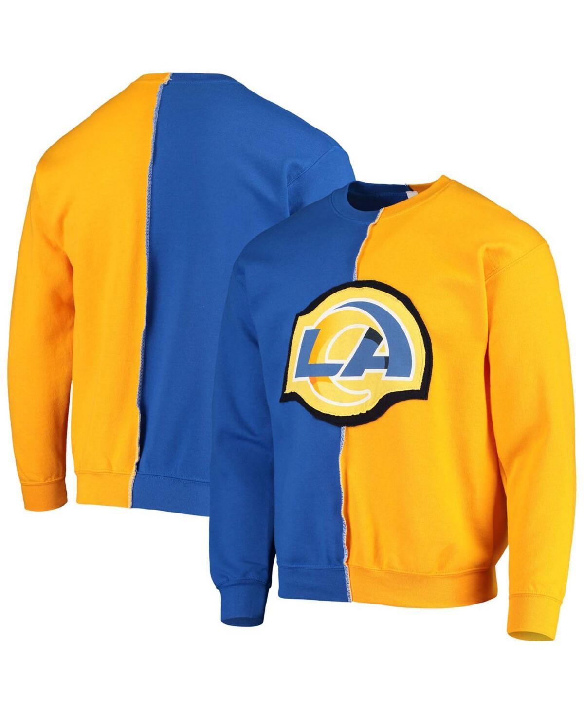 Mens Refried Apparel Royal/Gold Los Angeles Rams Sustainable Split Center Pullover Sweatshirt Product Image