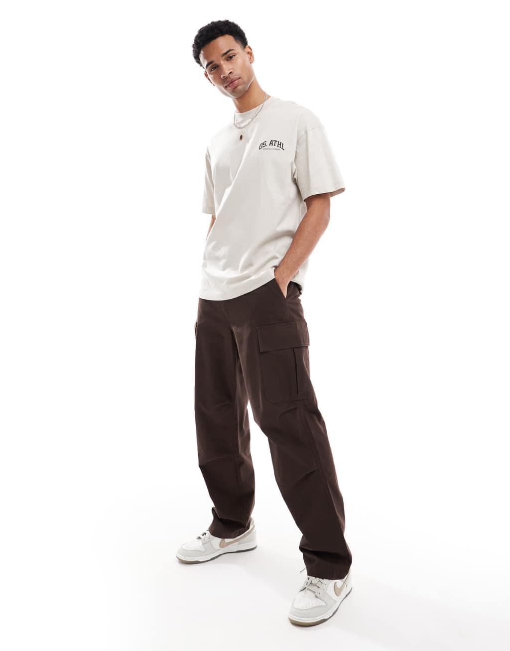 ONLY & SONS T-shirt with athlectics print in beige Product Image