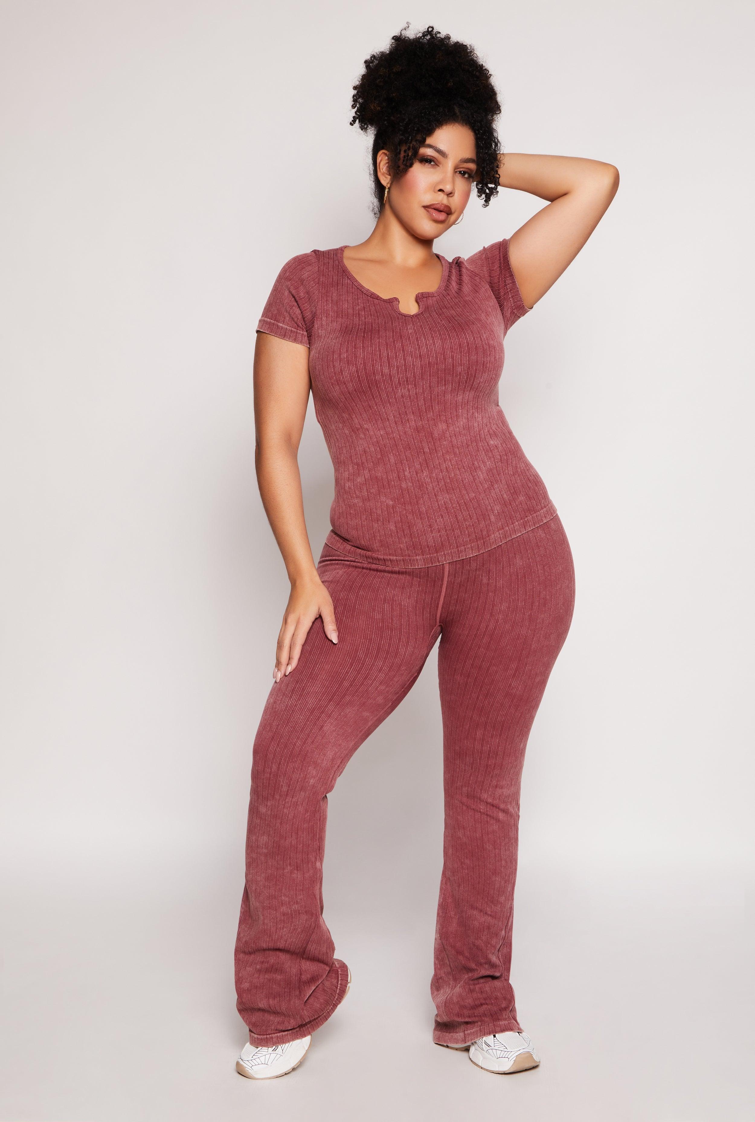 Womens Plus Size Acid Wash Seamless Pants Product Image