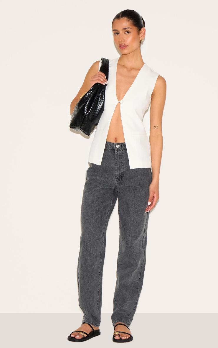 Tall White Longline Sleeveless Vest Product Image