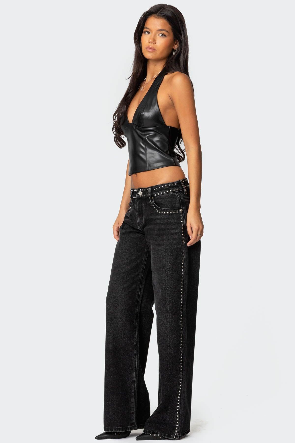 Quincy Studded Low Rise Jeans Product Image