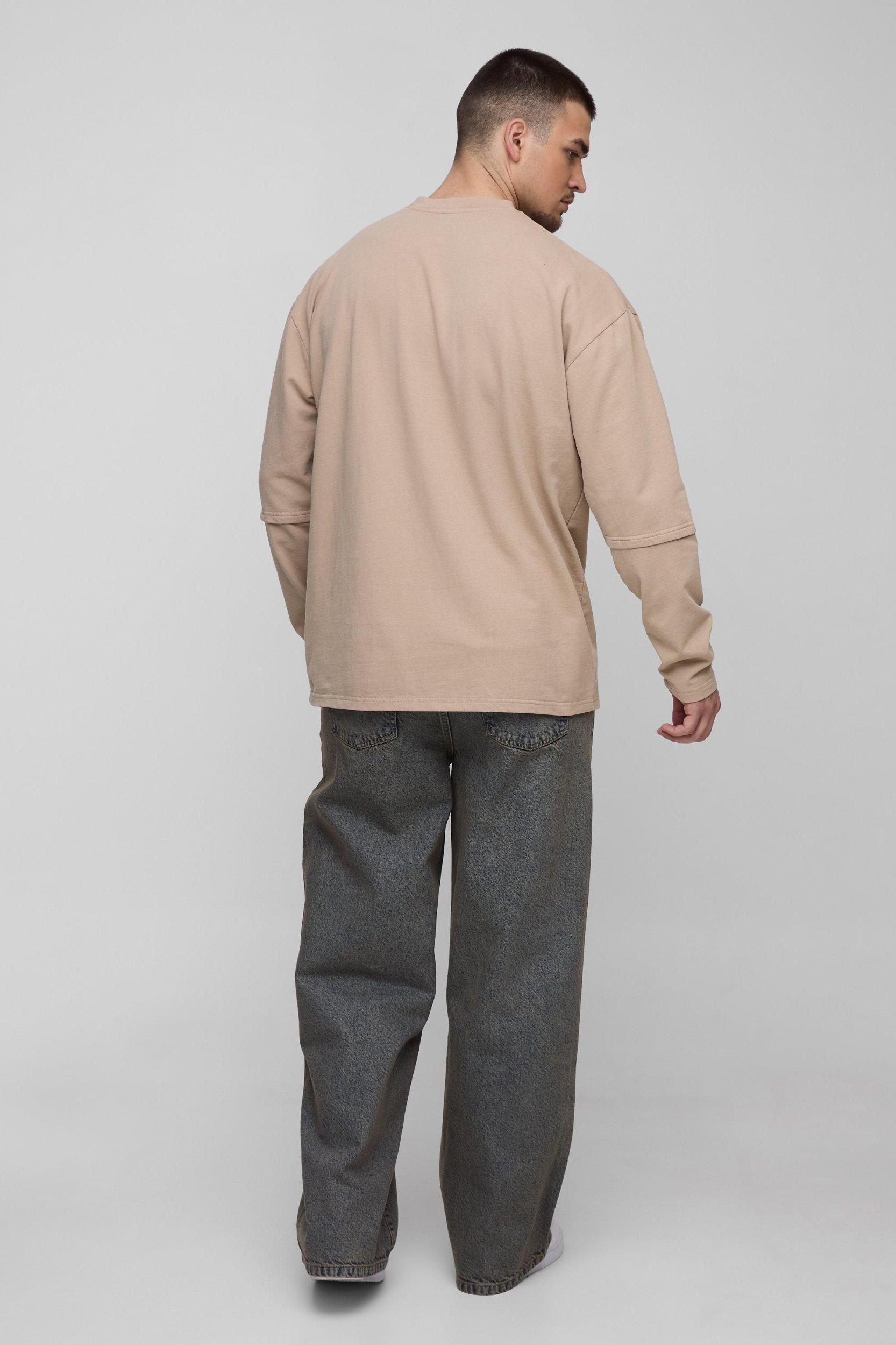 Tall Acid Wash Star Print Faux Layer T-shirt | boohooMAN USA Product Image