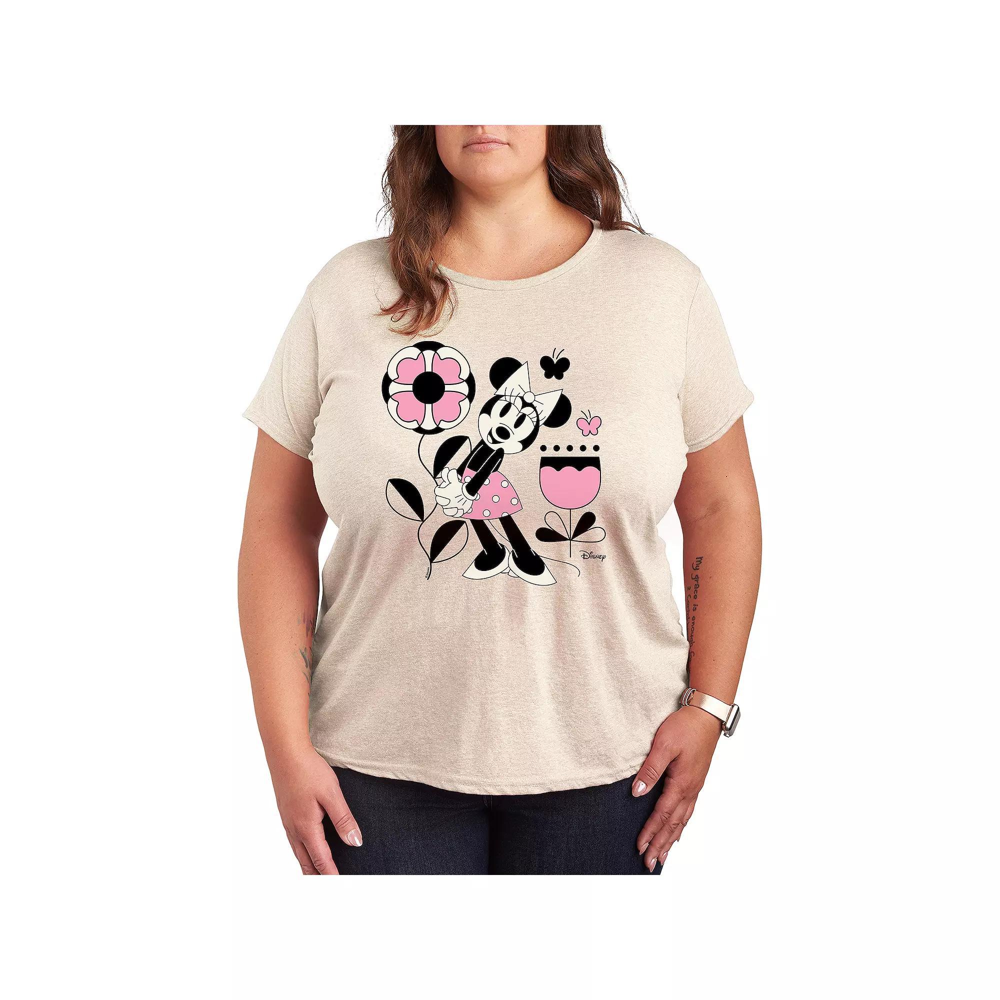 Disneys Minnie Mouse Plus Flower Butterfly Graphic Tee, Womens Product Image