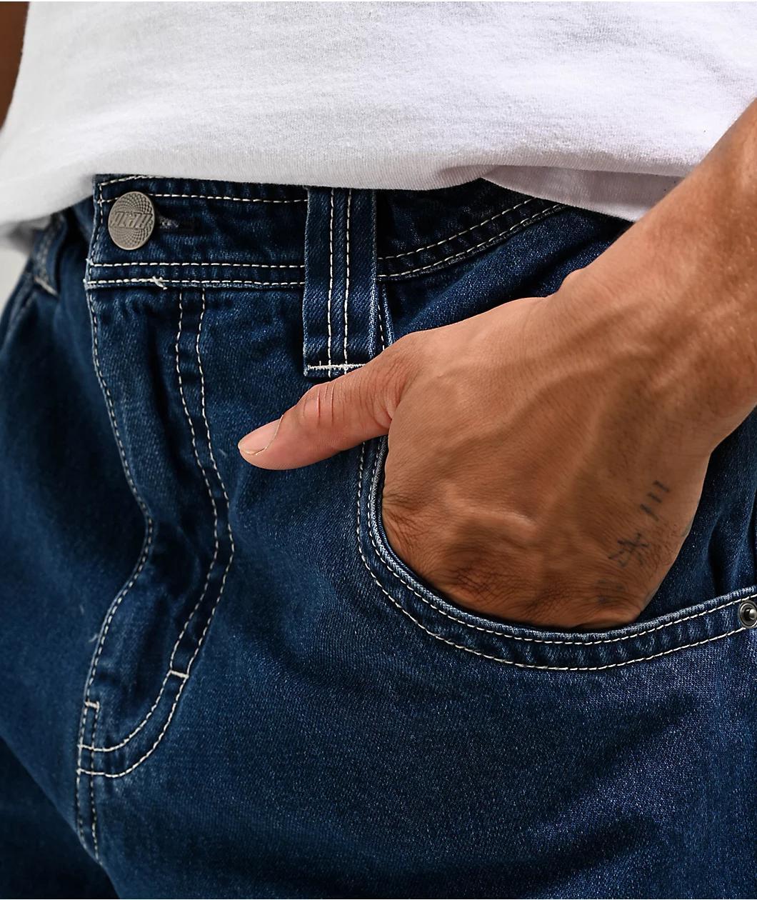 A.LAB Mega Rave Dark Blue Denim Skate Shorts Product Image