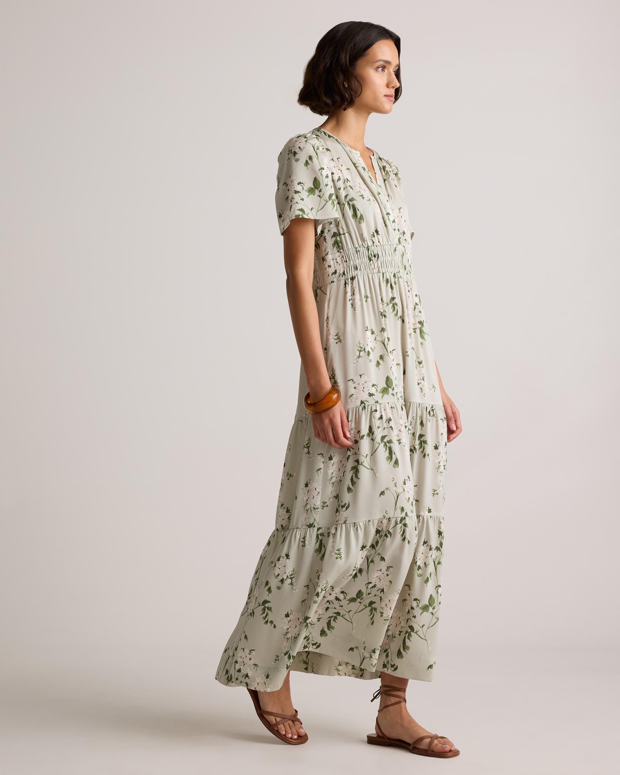 Washable Stretch Silk Tiered Maxi Dress Product Image