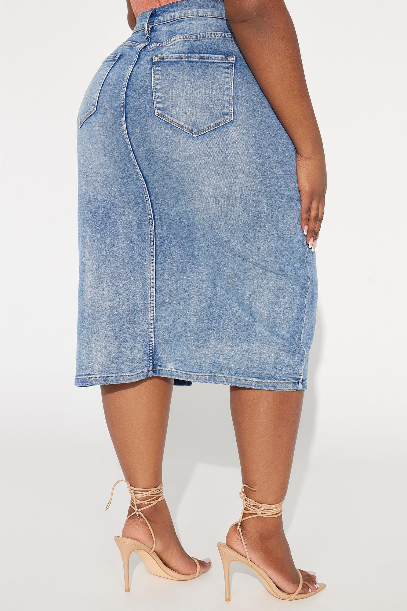 Anna Denim Midi Skirt - Medium Wash Product Image