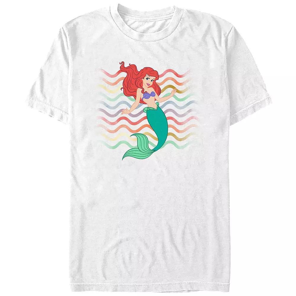 Disney's The Little Mermaid Juniors' Ariel Wavy Stripes Background Boyfriend Graphic Tee, Women's, Size: XS, White Product Image