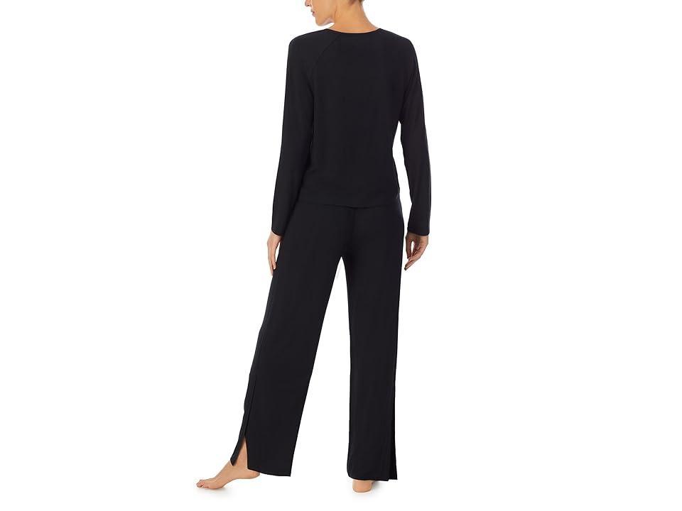 Sanctuary Faux Tie Long Sleeve Top and Side Slit Pants Women's Pajama Sets Product Image