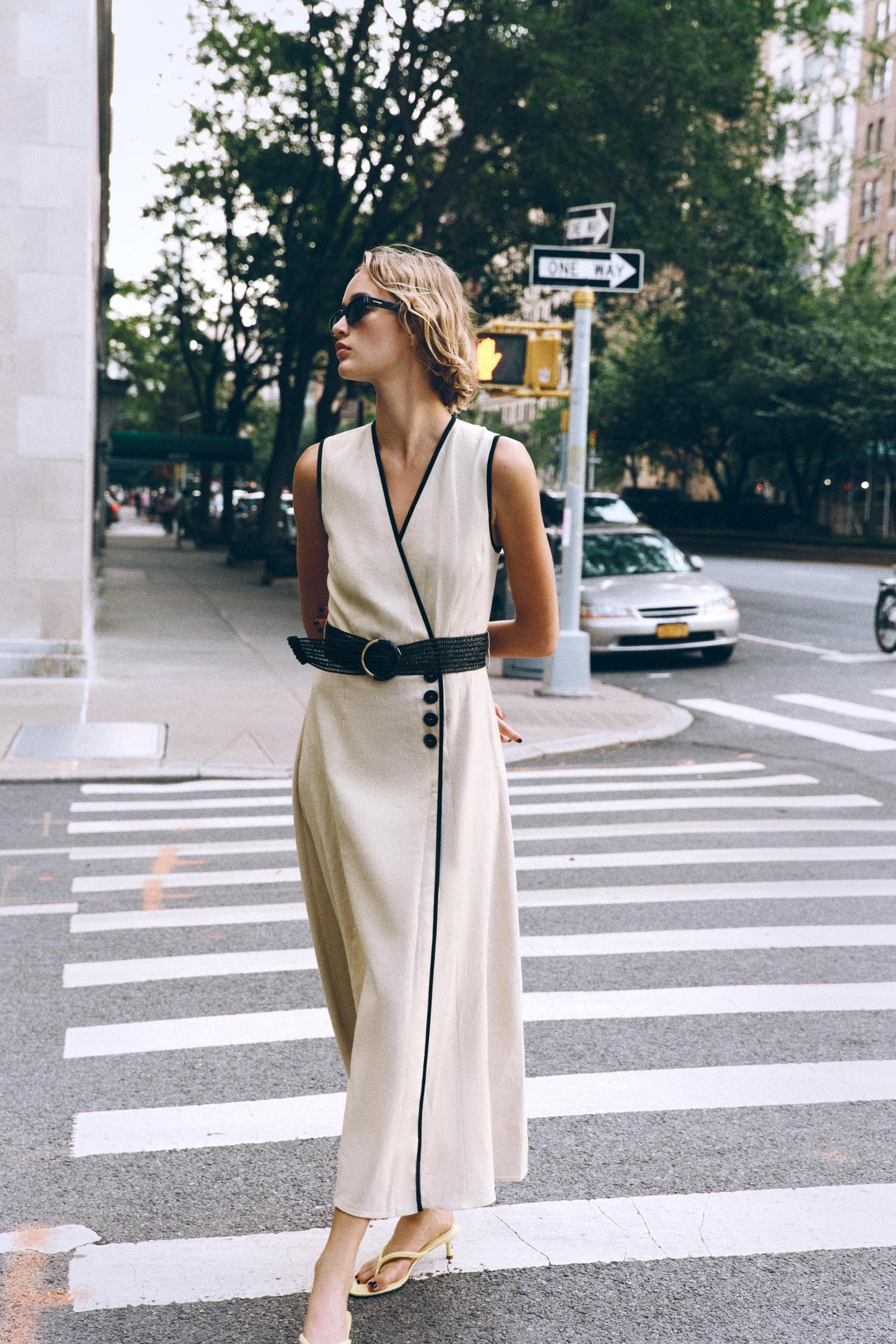 LINEN BELTED MIDI DRESS Product Image