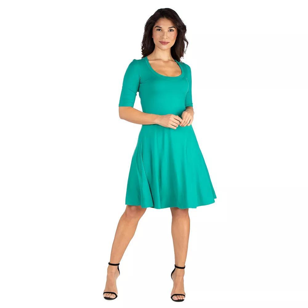 Women's 24seven Comfort Apparel Knee Length A-Line Dress, Size: Large, Green Product Image