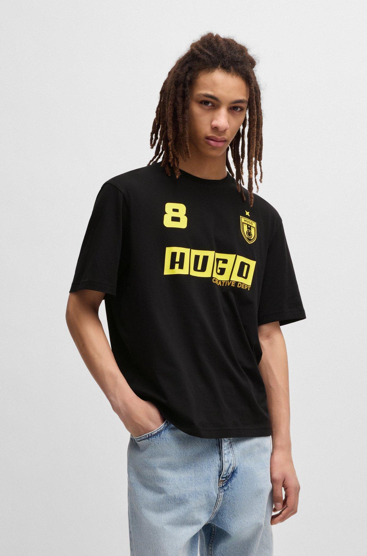 Cotton-jersey T-shirt with football-inspired prints Product Image