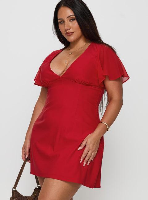 Florie Corset Mini Dress Red Curve Product Image