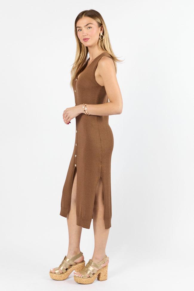 Endless Coastline Chocolate Knit Sweater Dress FINAL SALE Product Image