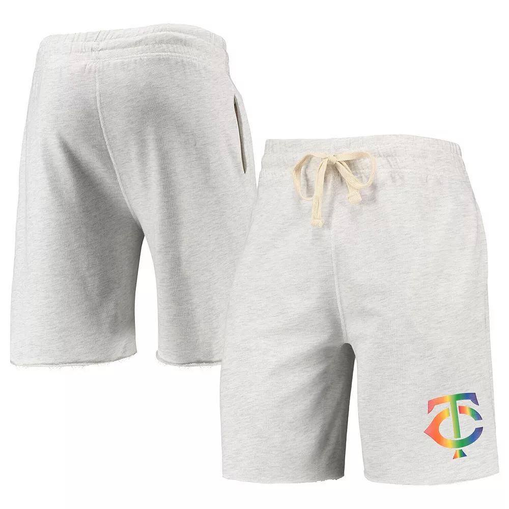 Men's Concepts Sport Oatmeal Minnesota Twins Mainstream Logo Terry Tri-Blend Shorts, Size: Medium, Team Product Image
