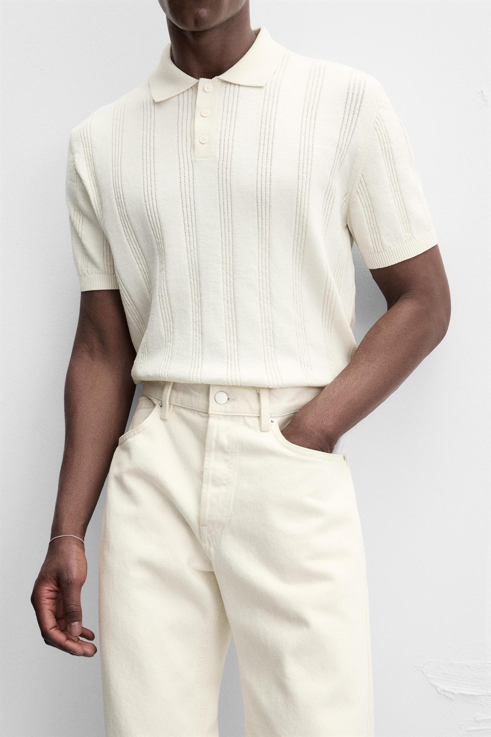 RIBBED KNIT POLO SHIRT Product Image