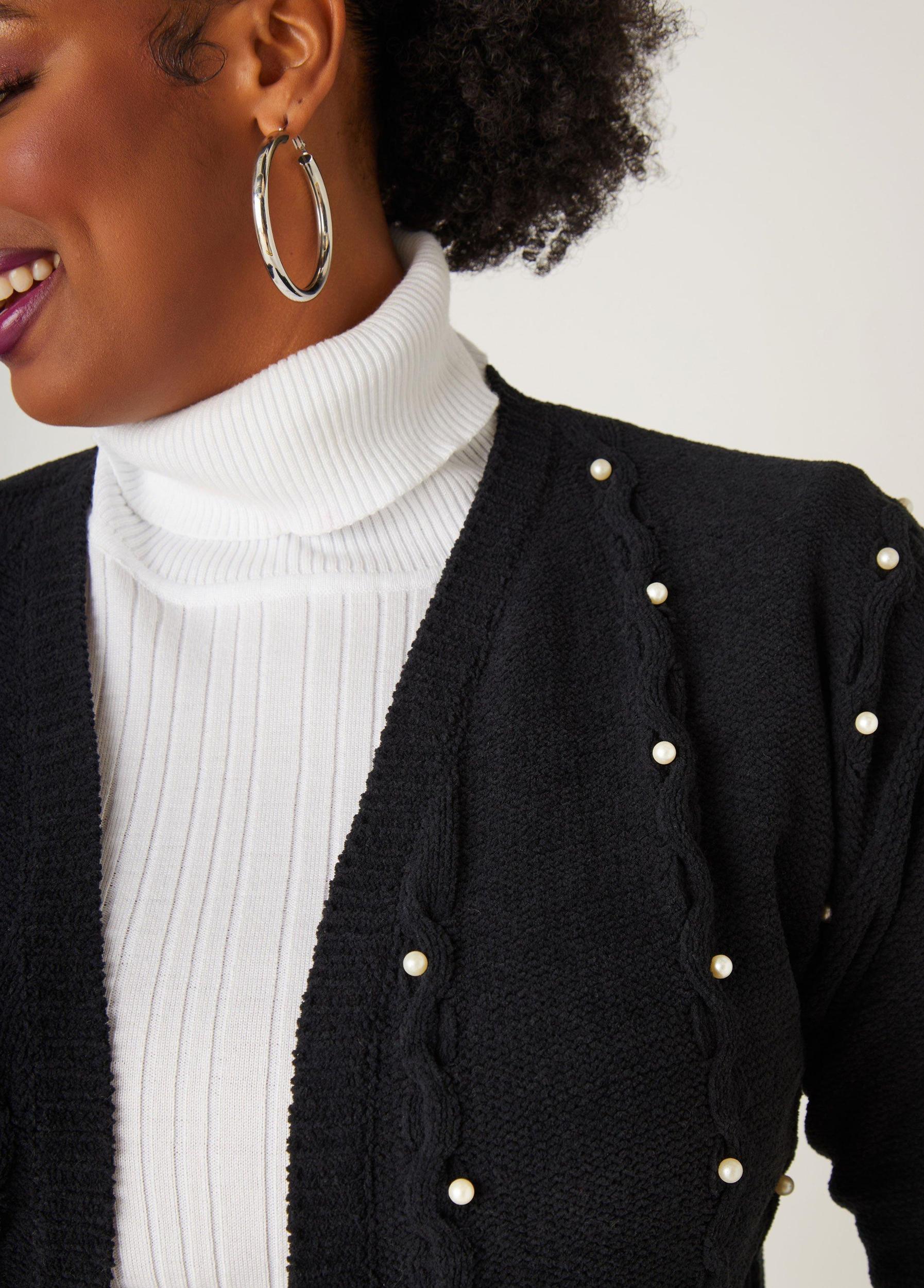 Faux Pearl Chenille Cardigan Product Image