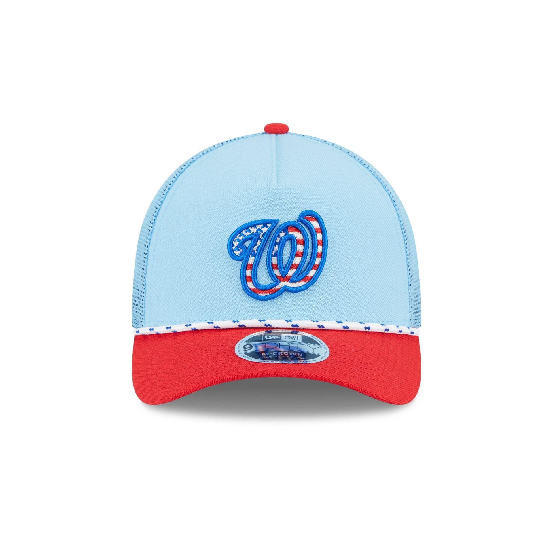 Toronto Blue Jays Independence Day 2025 9FORTY M-Crown A-Frame Trucker Hat Male Product Image
