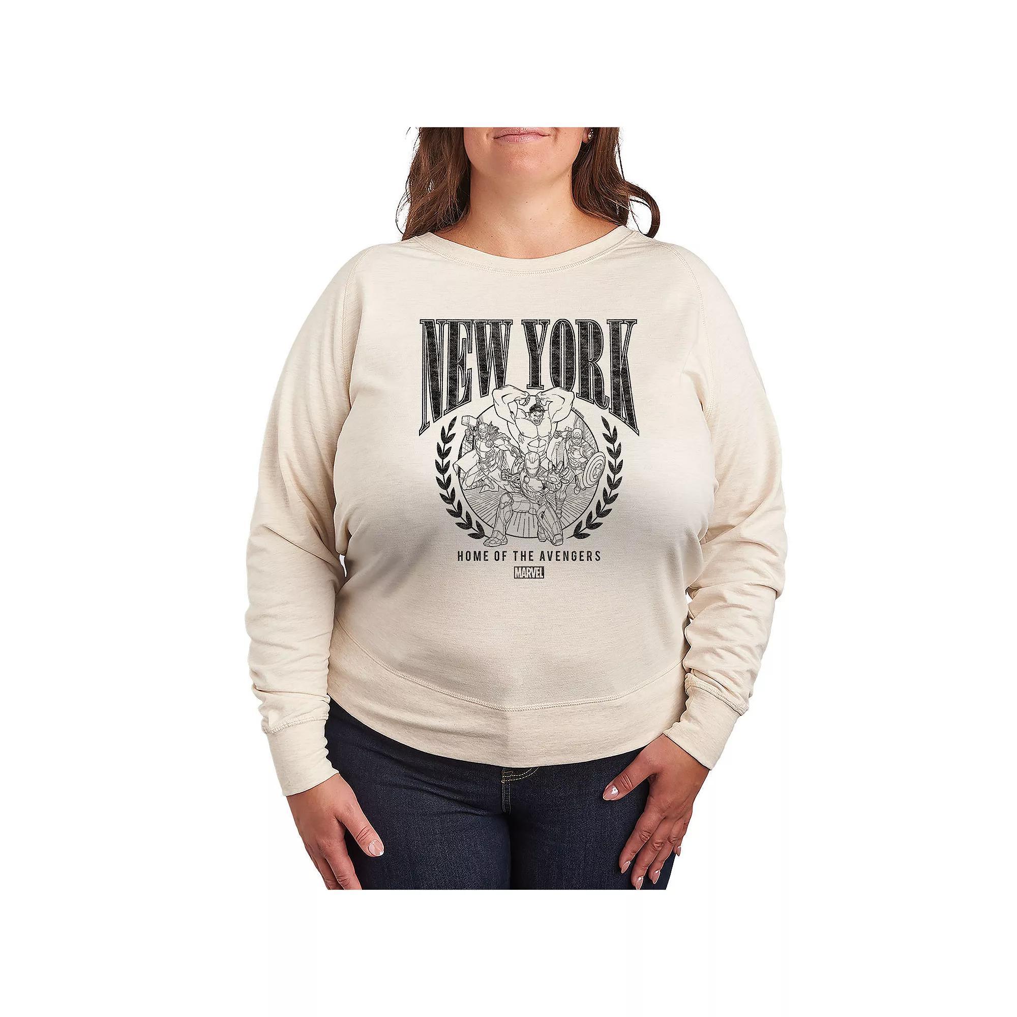 Plus Size Marvel Avengers New York French Terry Long Sleeve Tee, Womens Product Image
