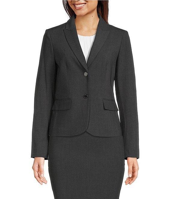 Calvin Klein Notch-Collar Long Sleeve Padded Shoulder Luxe Stretch Coordinating Jacket Product Image