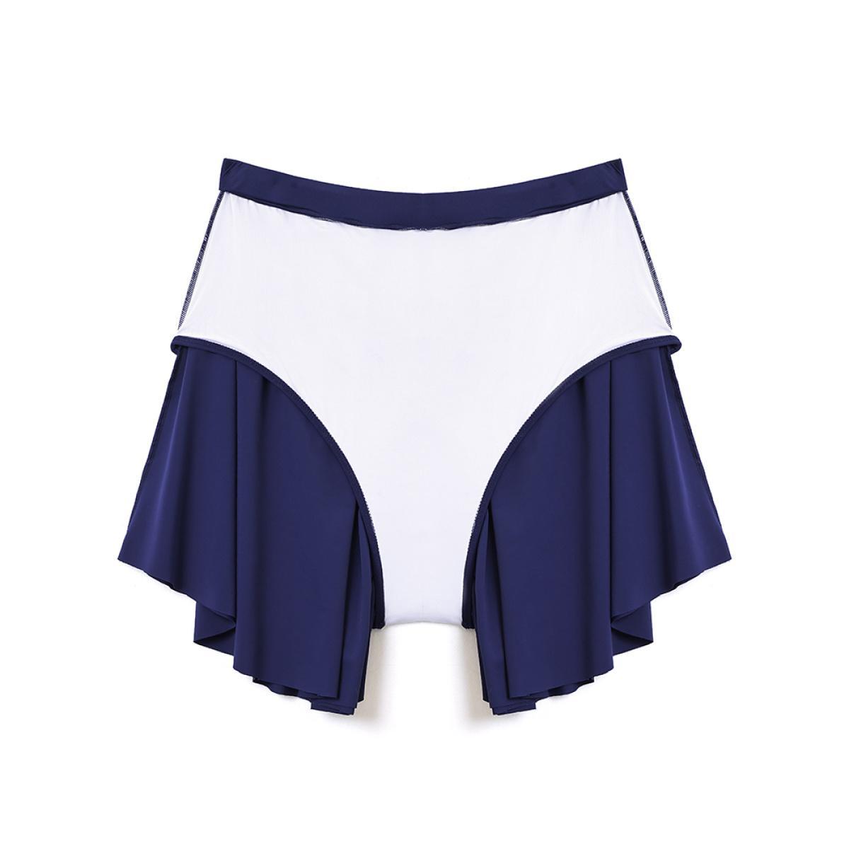 Plus Size Plain Loose High Waist Swim Shorts Women's Swimwear Indigo Vacation Plain High stretch High Rise Curve Swim Bottoms BloomChic 22-24/3X Product Image