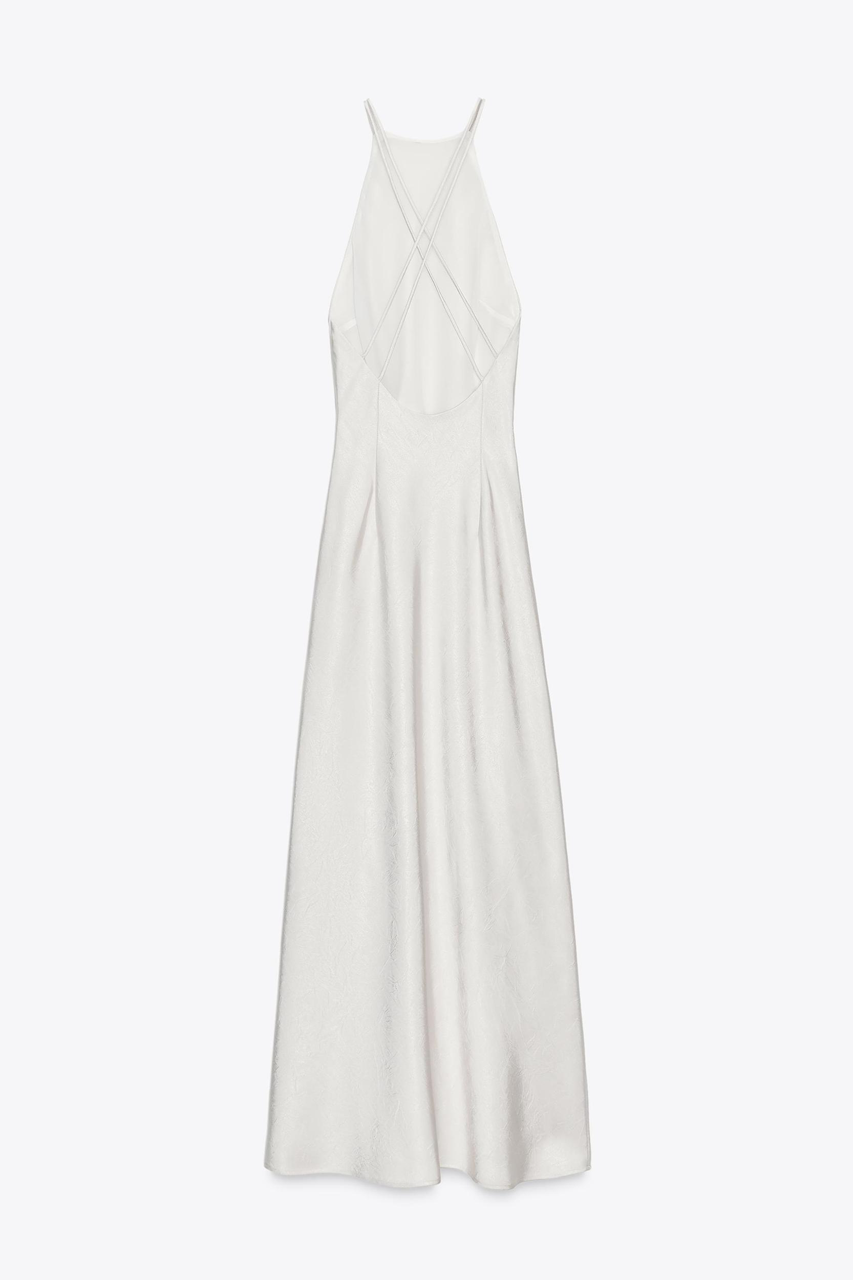 OPEN BACK SATIN EFFECT MIDI DRESS Product Image