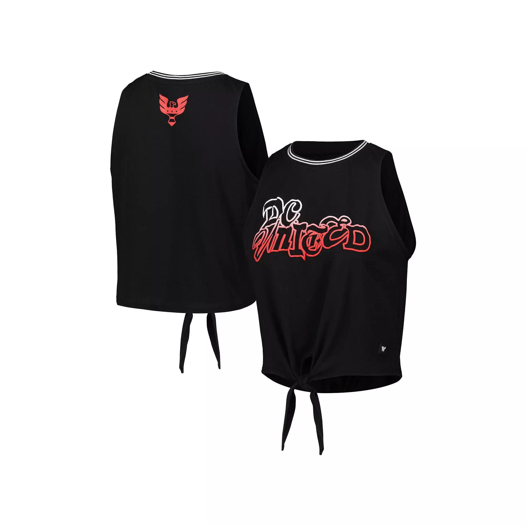 Women's The Wild Collective White D.C. United Twist-Tie Tank Top, Size: Large, Dcu Black Product Image