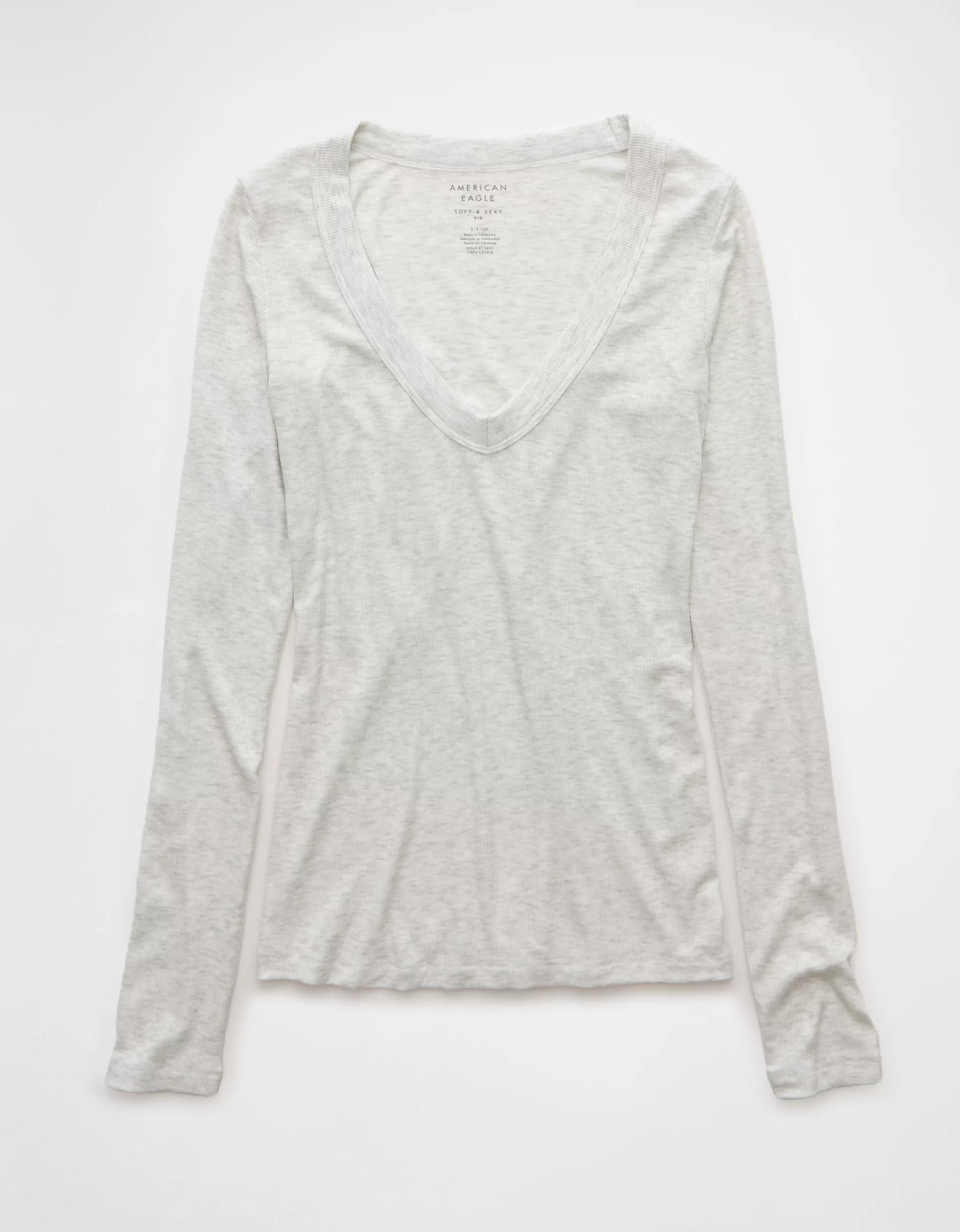 AE Soft & Sexy Long-Sleeve V-Neck T-Shirt Product Image