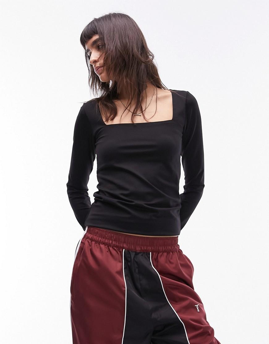 Topshop clean square neck long sleeve top Product Image