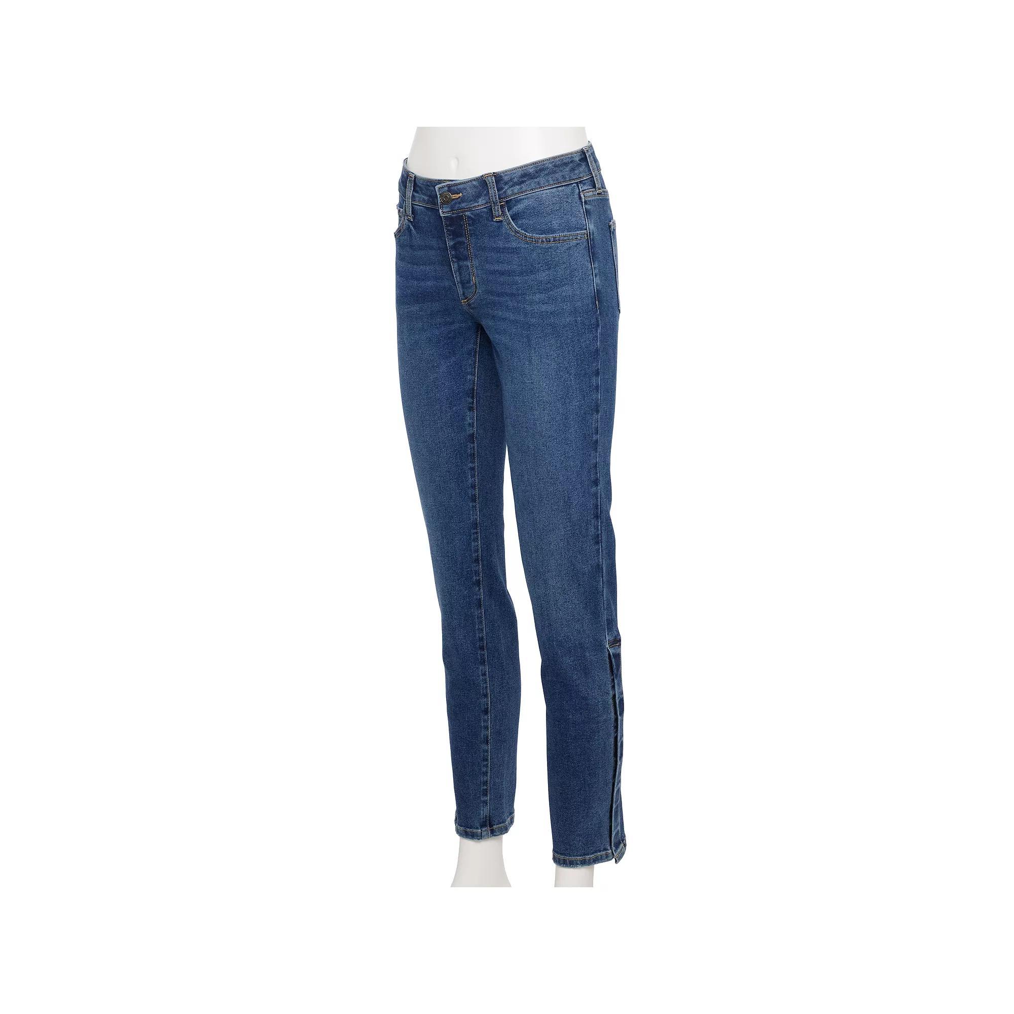 Women's Sonoma Goods For Life® Adaptive Easy Dressing Mid-Waisted Straight Leg Jeans, Size: 6, Medium Dark Product Image