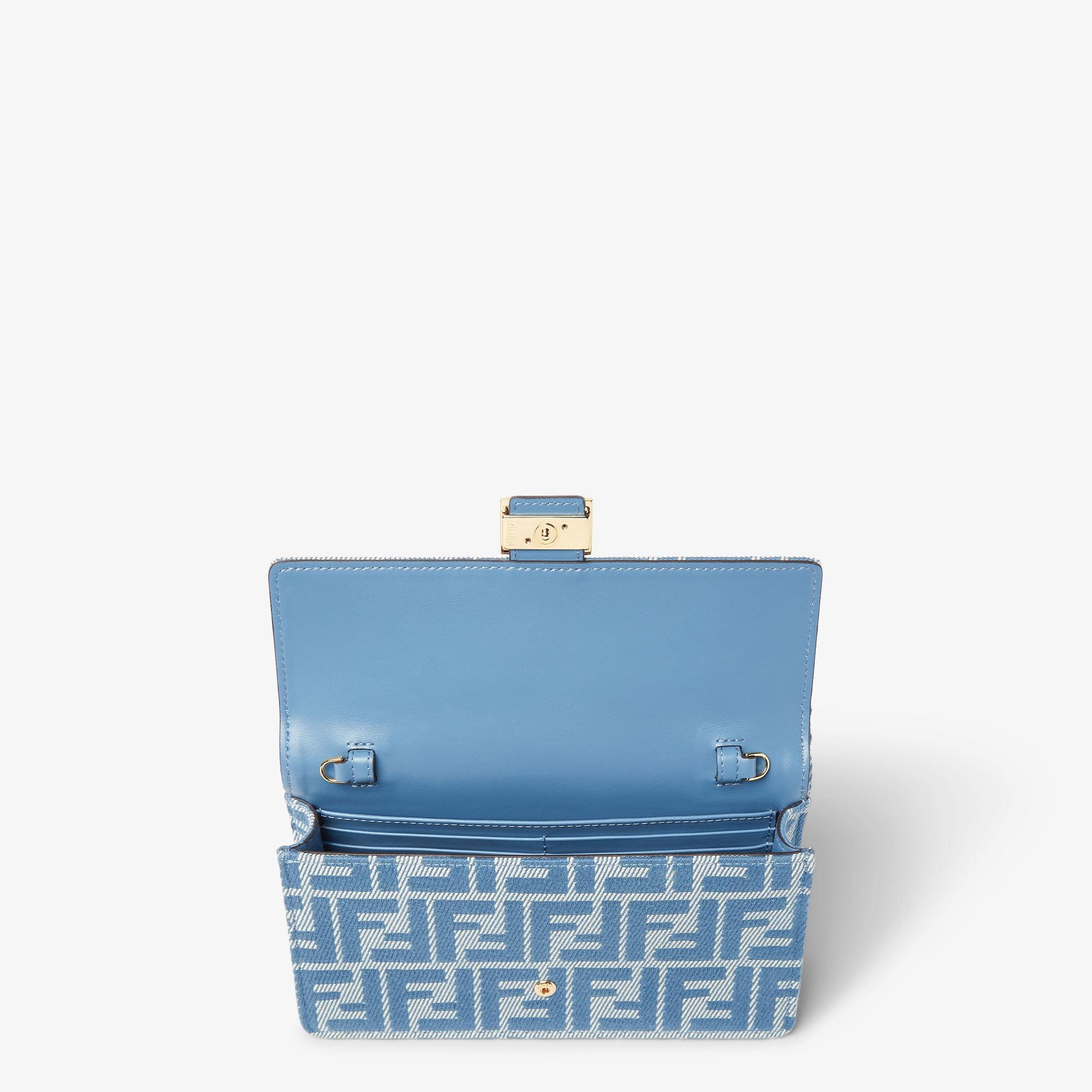 Wallet On Chain BaguetteBlue denim-effect FF jacquard wallet Product Image