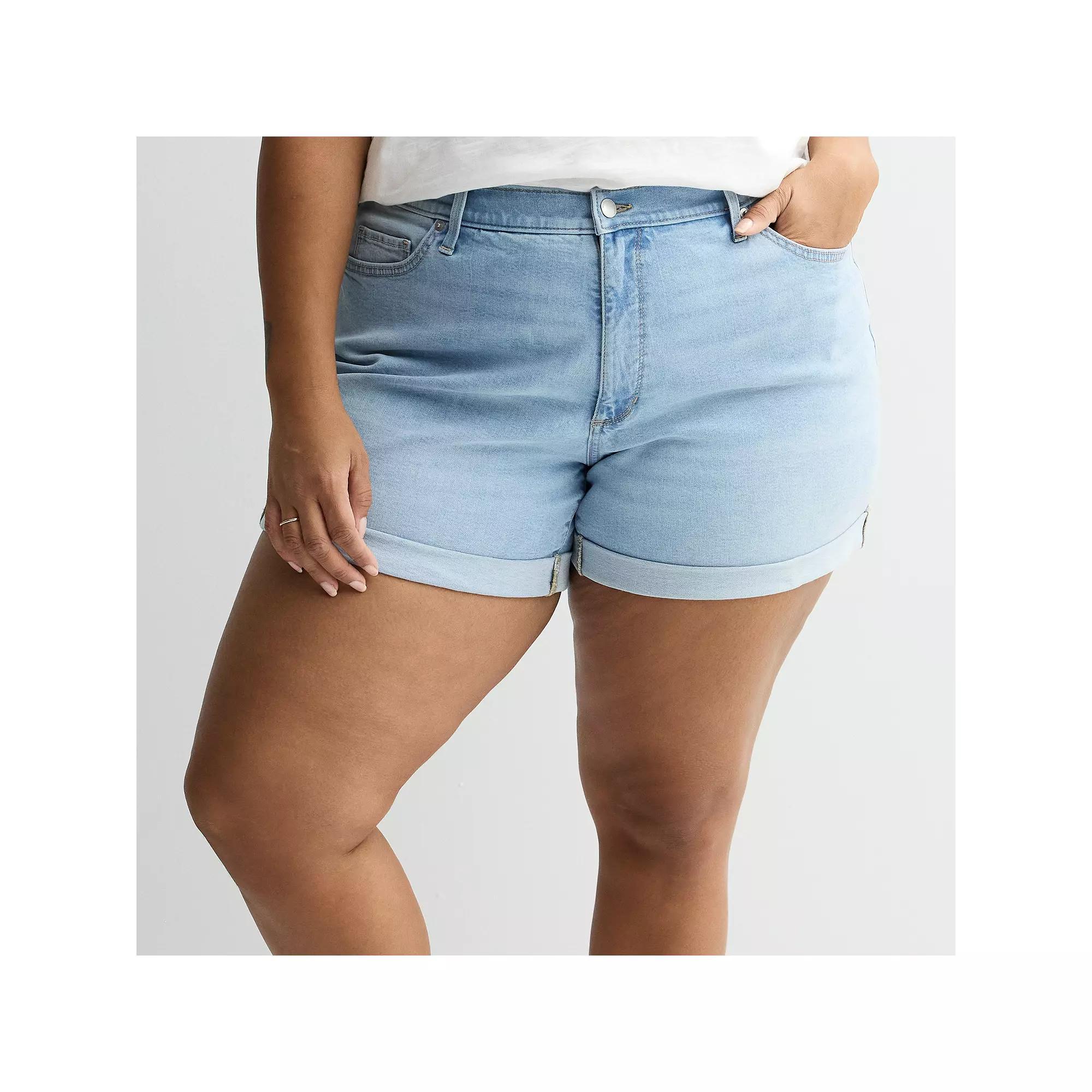 Plus Size Sonoma Goods For Life Curvy Mid-Rise Roll Cuff Shorts, Women's, Size: 16 W, Light Blue Product Image