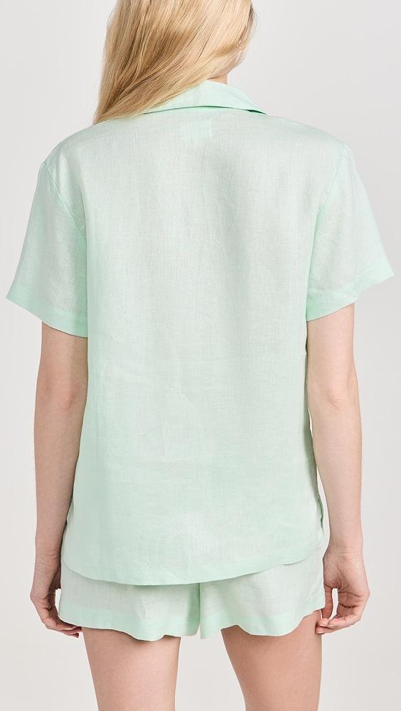 BedHead PJs Mint Short Sleeve Classic Shorty Woven Linen PJ Set | Shopbop Product Image
