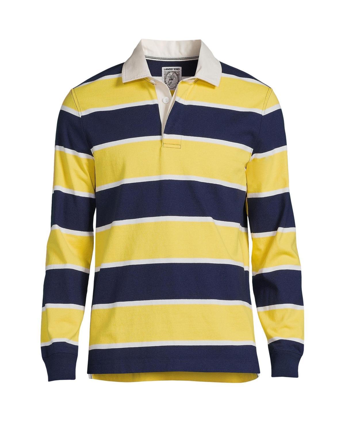 Men's Lands' End Striped Rugby Shirt, Size: Small, Almond Green Product Image