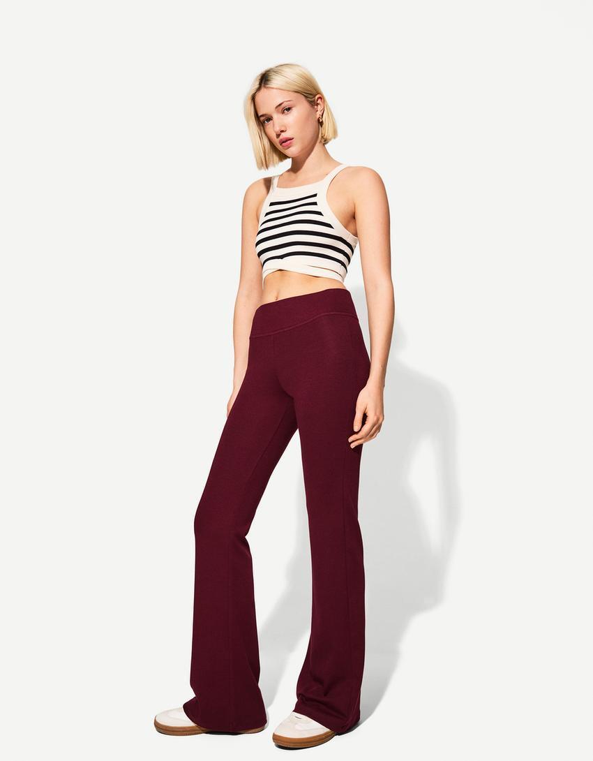 Ribbed waist flared pants Product Image
