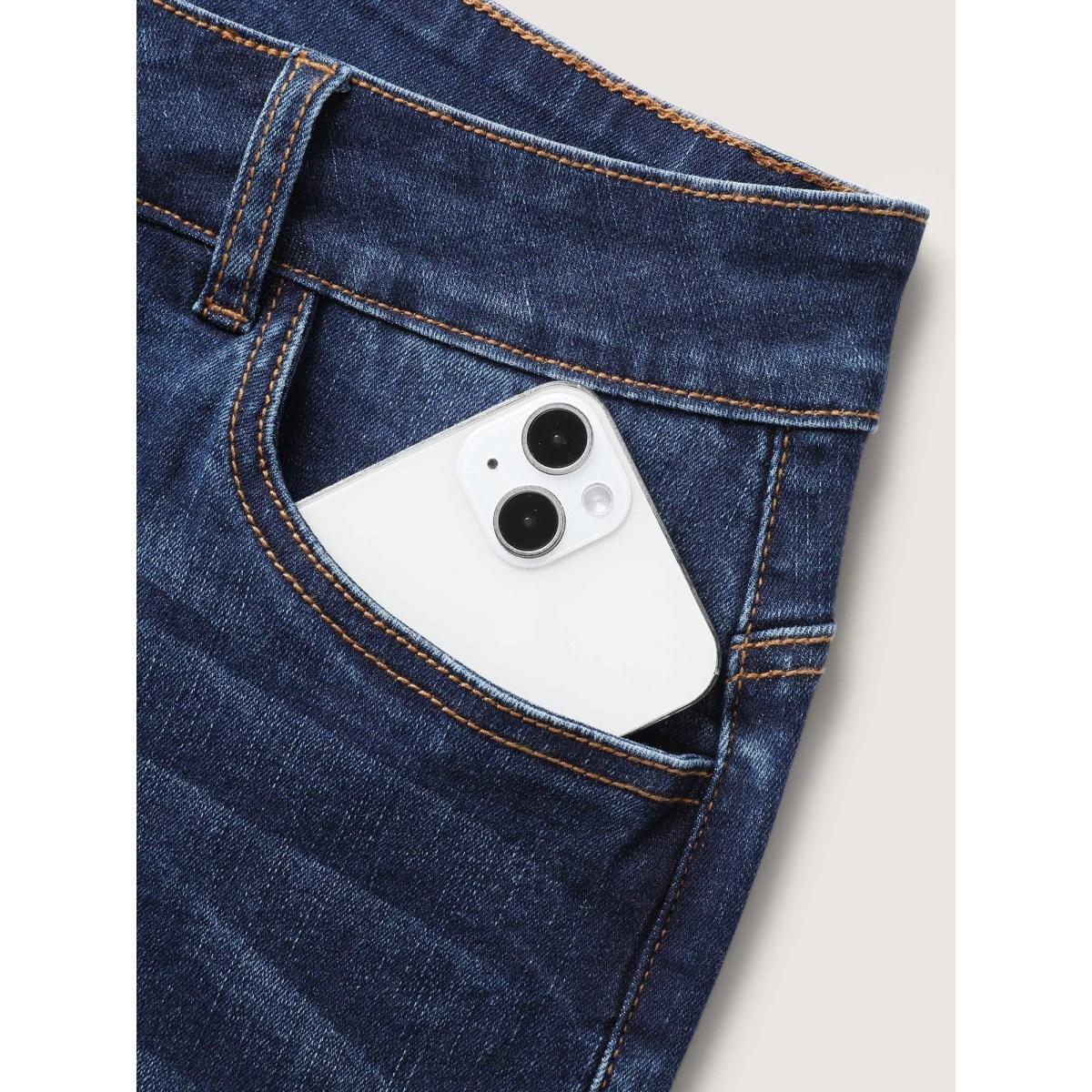 Plus Size Stretchy Butt-Lifting Skinny-Fit Jeans Women Midblue High stretch Slanted pocket Jeans BloomChic 30/6X Product Image