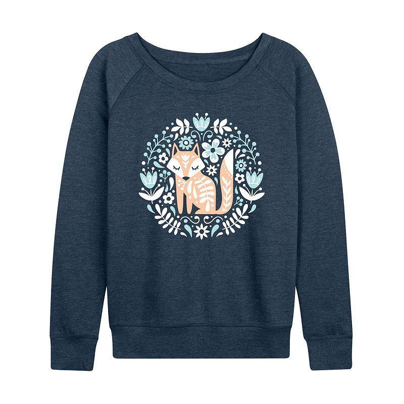 Womens Scandinavian Fox French Terry Long Sleeve Tee, Girls Heather Grey Product Image